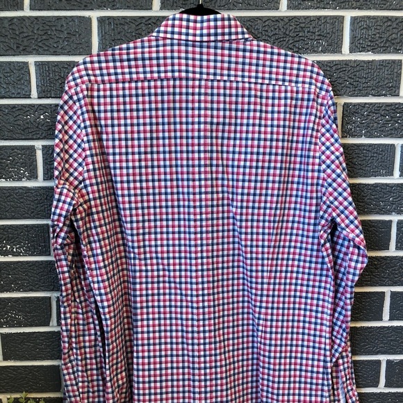 Express: Blue, Red, Plaid Button-down - Picture 3 of 4
